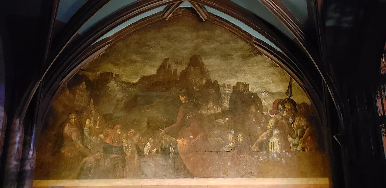 Basel Town Hall artwork in courtyard