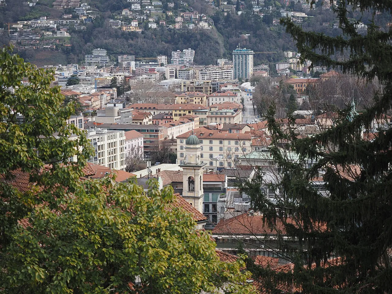 View of Cathedral of Saint Lawrence, Lugano