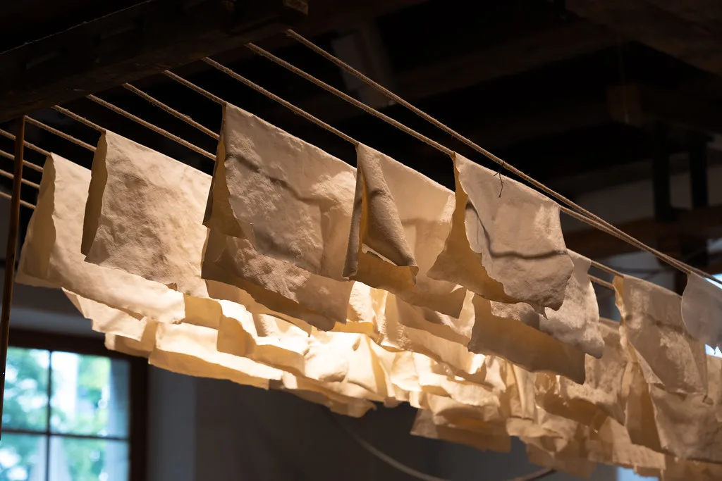 Paper display at the Basel Paper Mill (Basler Papiermühle).