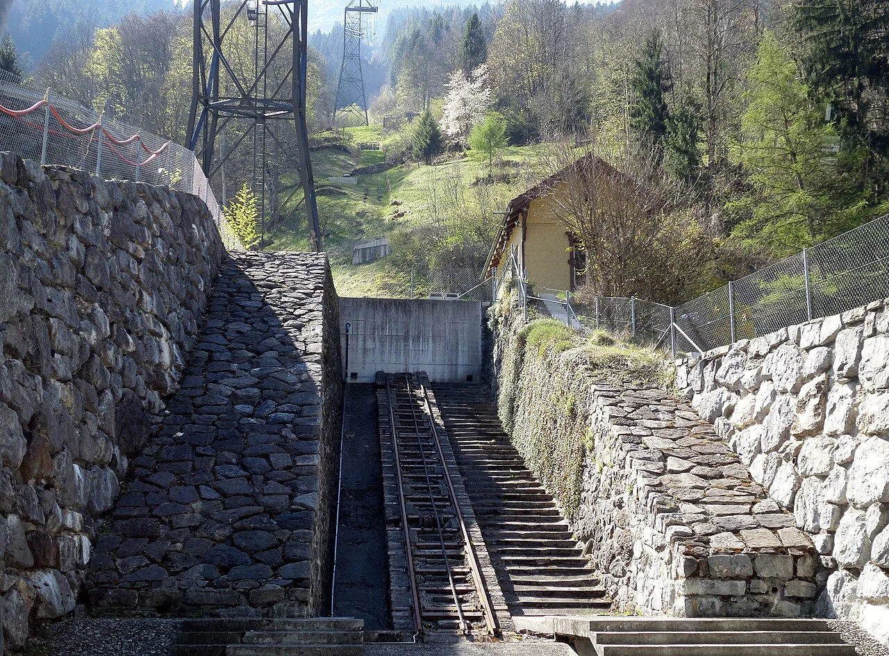 The Grütschalpbahn cable car and old funicular relic, Lauterbrunnen, Bern