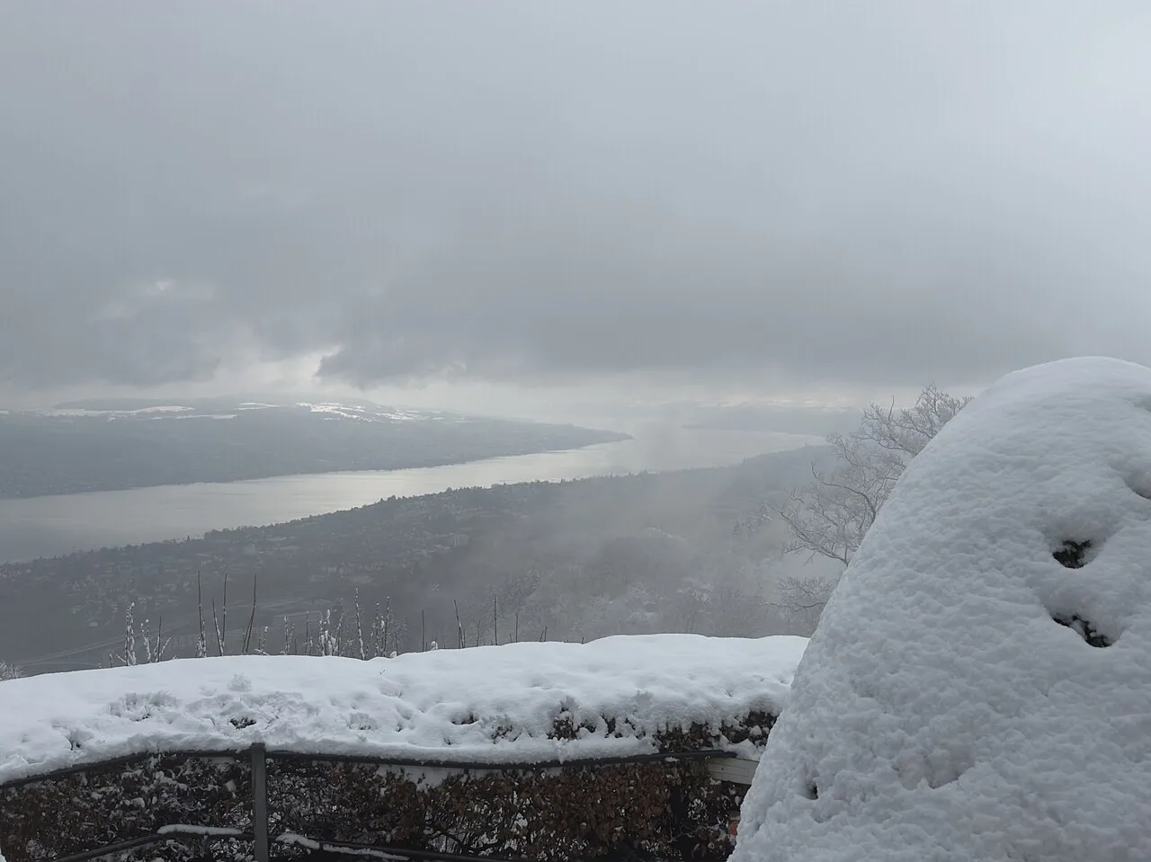 Lake Zurich seen from Uto Kulm viewpoint in snow