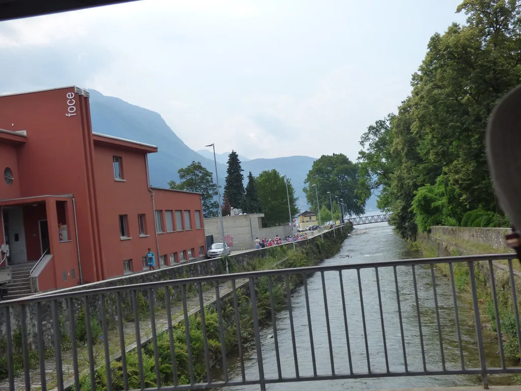 Venue view: bridge over the river Cassarate near its mouth in Lugano, near Viale Cassarate and Via Pietro Capelli.