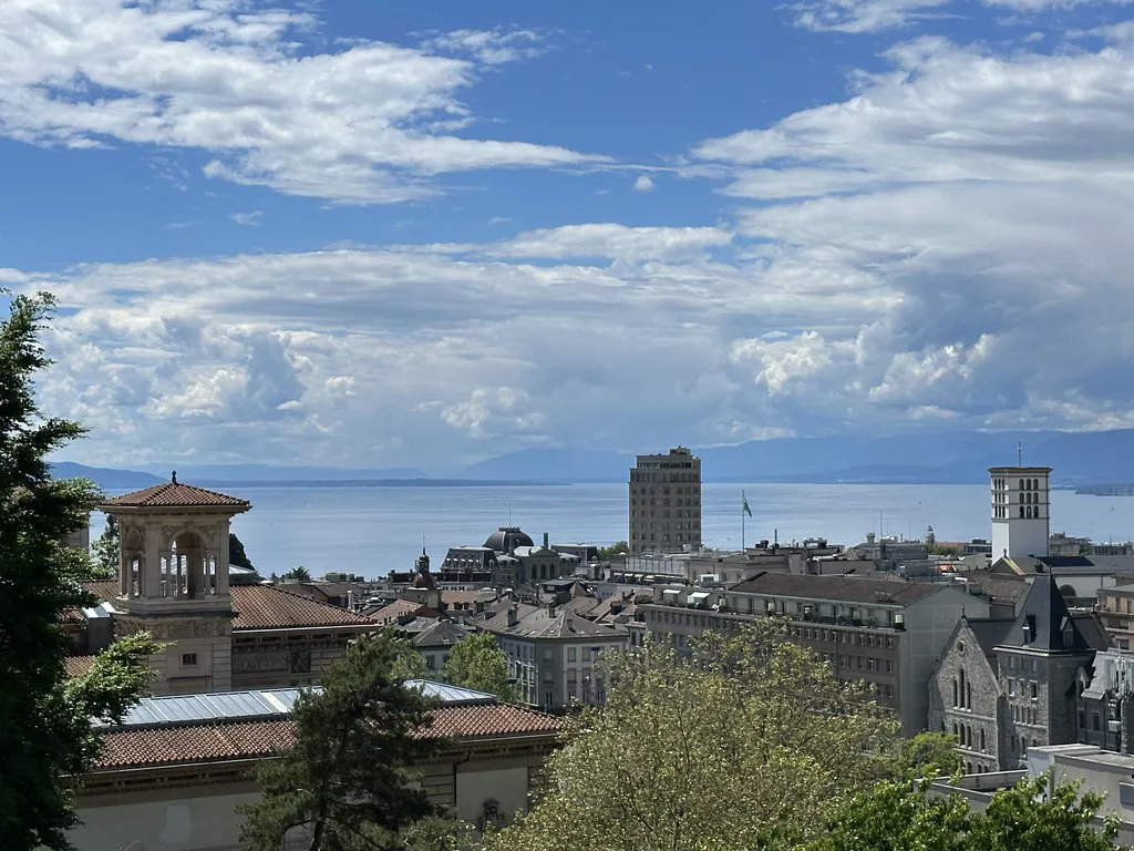 Venue view: Panorama of Lausanne with Lake Geneva, featuring the Château Saint-Maire area in the city district.