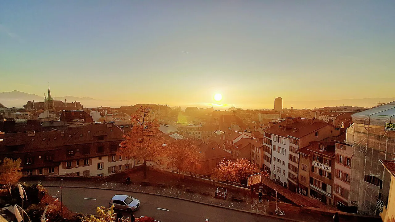 Autumn sunset in Lausanne