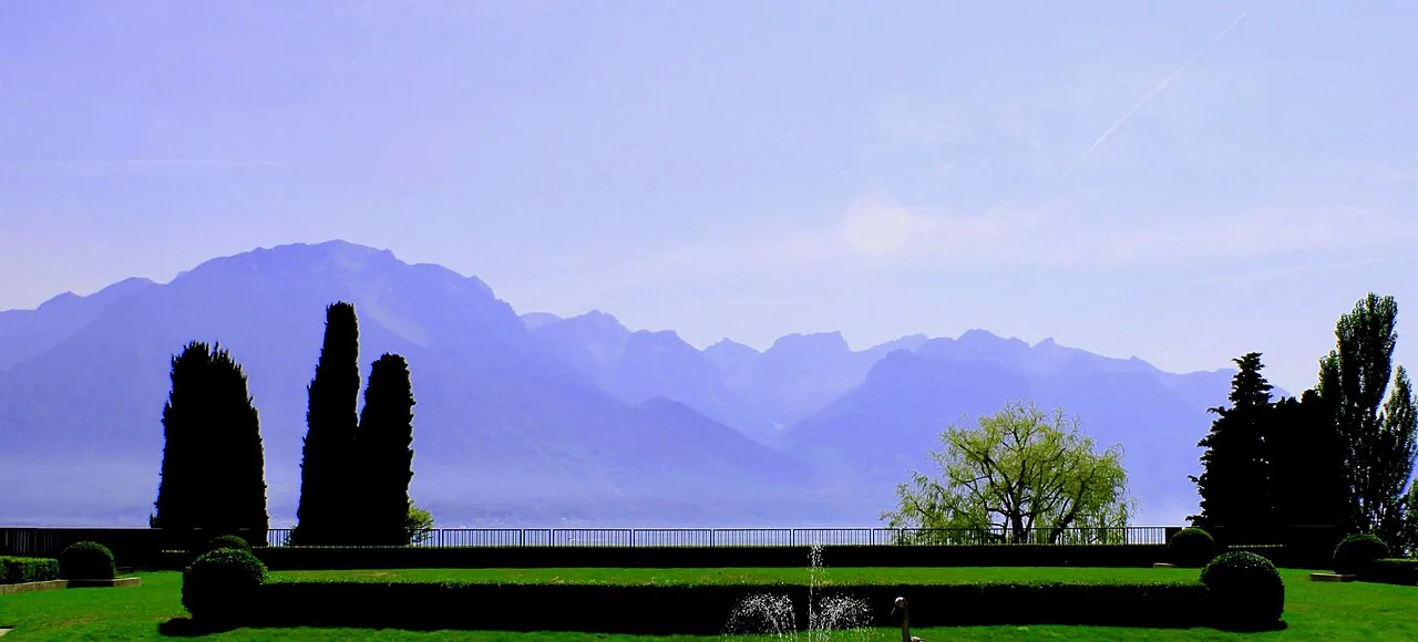 Montreux - Panorama from the Palace-Hotel esplanade