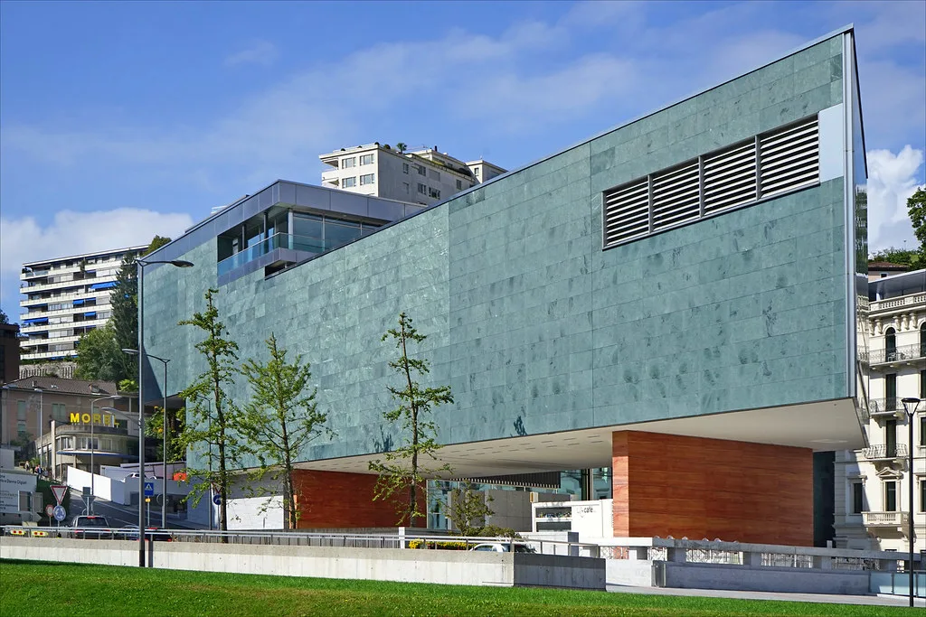 Venue view: the south facade of LAC Lugano Arte e Cultura, the arts center covered in this guide.