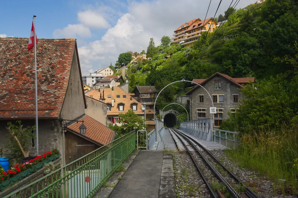 Venue view: the Montreux-Les Planches station of the Rochers-de-Naye cog railway