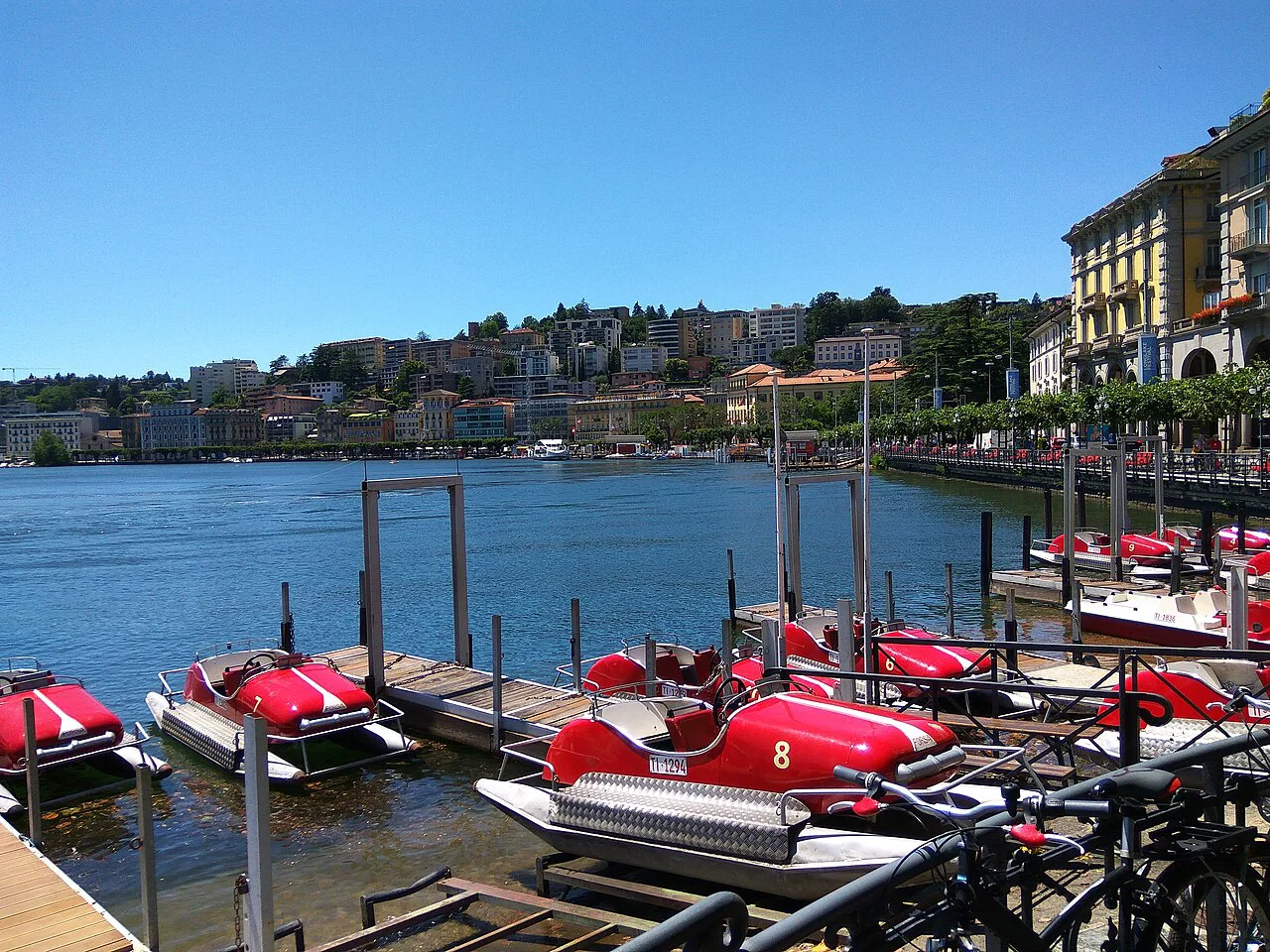 Lake Lugano in Lugano city