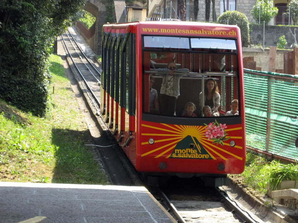 Venue view: the base station of the Monte San Salvatore funicular at Lugano-Paradiso, Switzerland