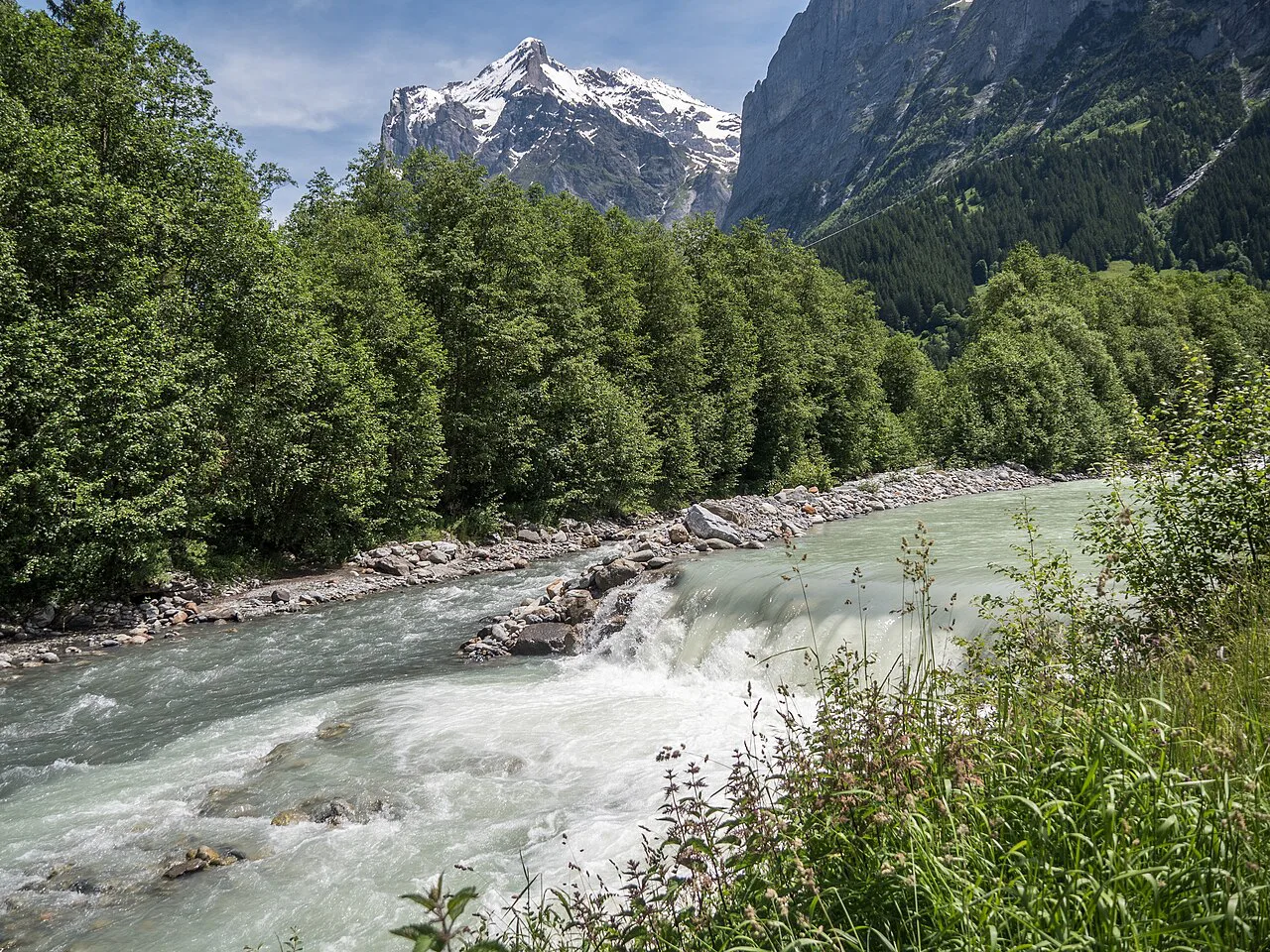 Mündung der Weissen Lütschine in die Schwarze Lütschine, Grindelwald BE