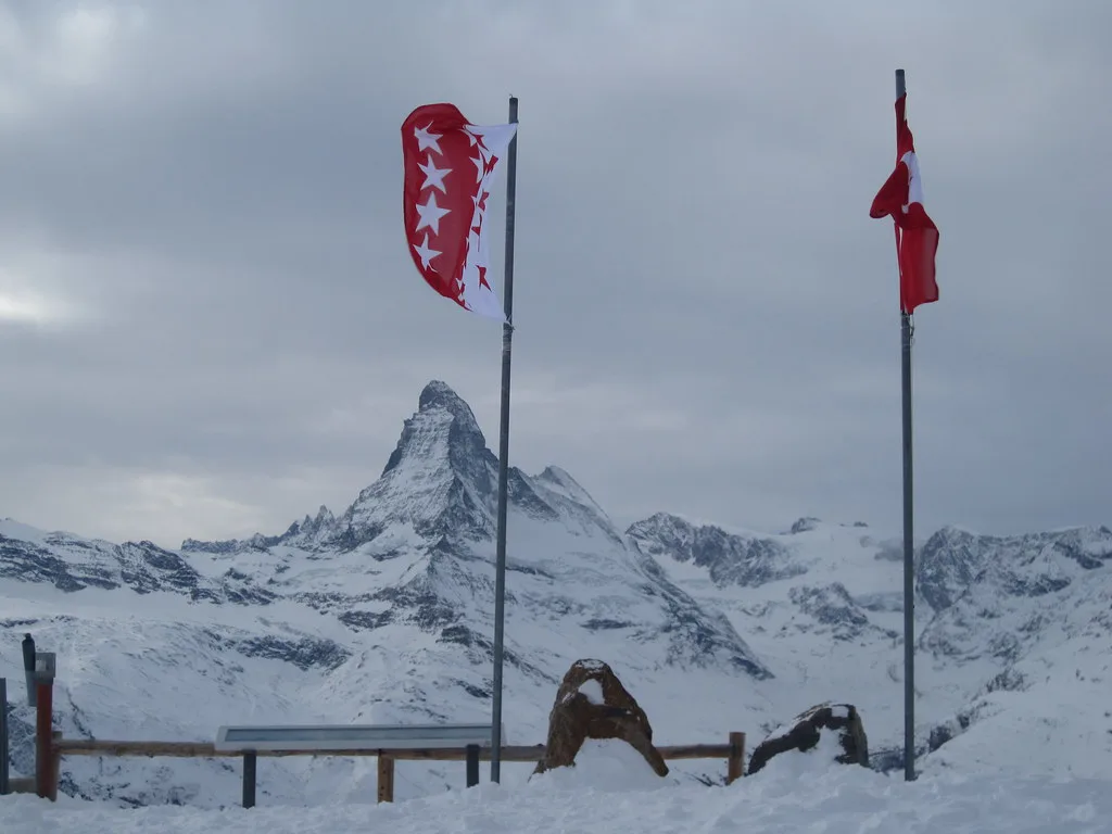Venue view: the Matterhorn seen from Rothorn, at the top of the Sunnegga ski area above Zermatt, Switzerland.