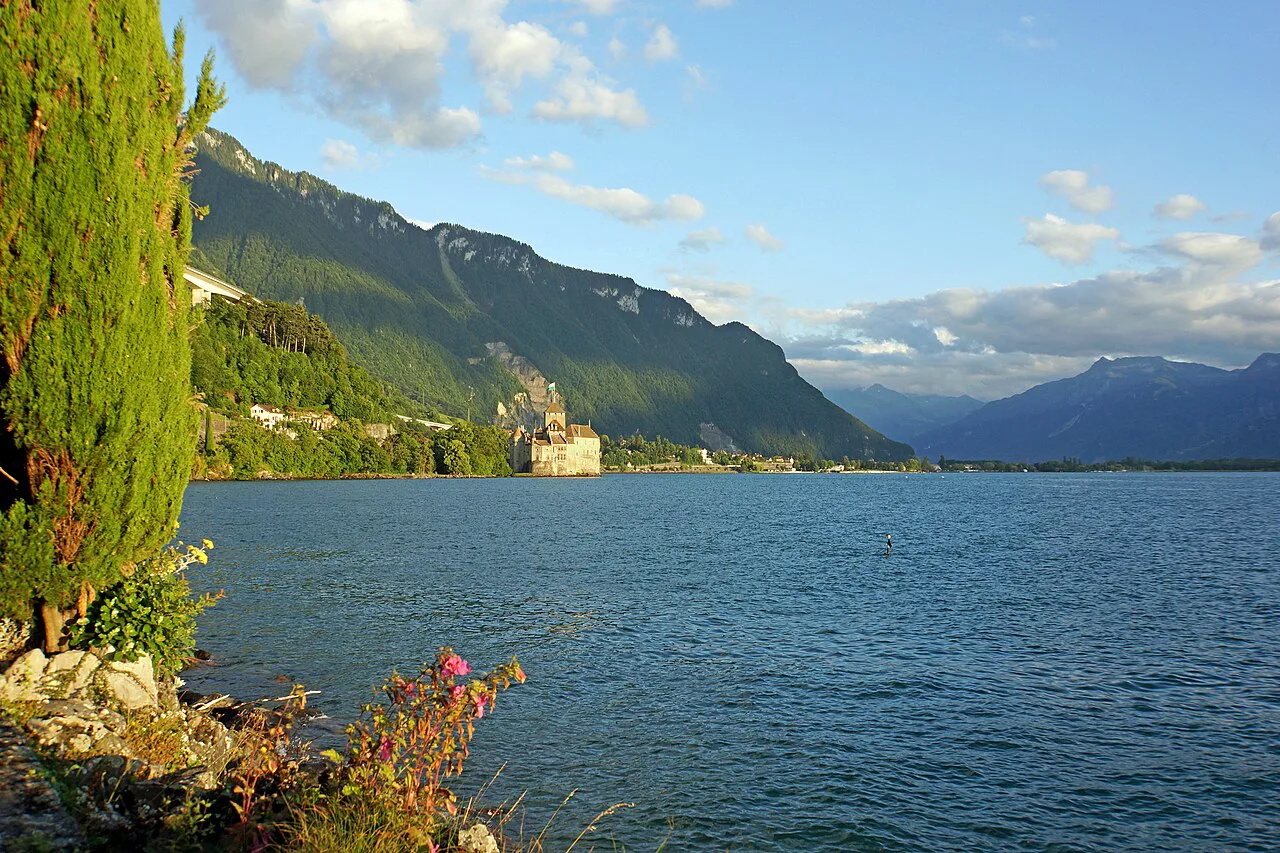 Switzerland- - Distant view of Château de Chillon, Montreux