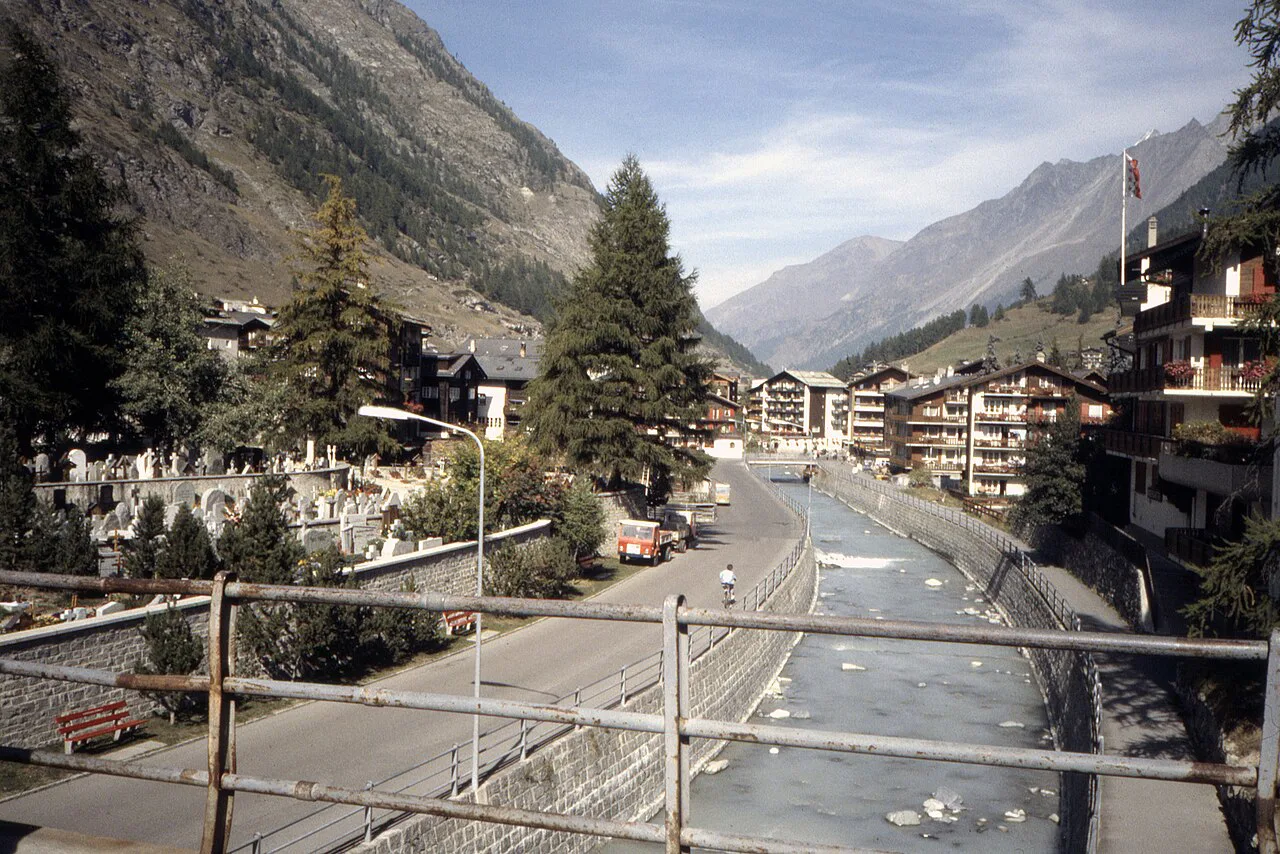 Found Photo - Switzerland Zermatt - view from Kirchstrasse